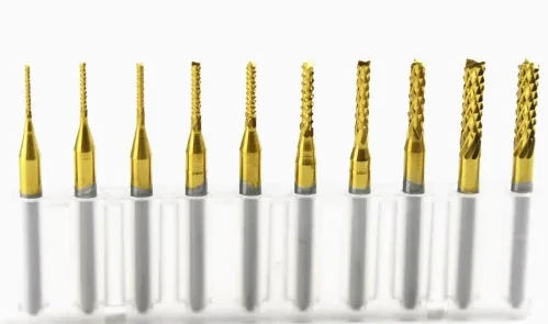 סט 10 כרסומי PCB טונגסטן מצופים